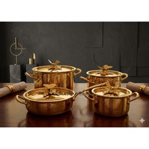 Best Seller Copper Finished Stainless Steel Hand Hammered Ruffoni Luxury Cookware Casseroles With Silver Butterflies Top Handles - Product Image 3