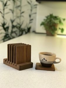 Modern Customizable High Quality Mango Wood and Resin Square Coasters Serving <b>Cup</b> <b>Mat</b> for Home Hotel Restaurant - Product Image 2