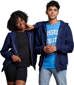 Premium Navy Blue Full-Zip Hoodie - Wholesale Unisex Cotton Fleece Sportswear Training Jacket - Product Image 1