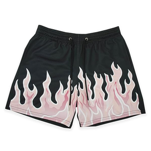 Men's Streetwear Shorts Drawstring Mid Waist Flame Pattern Egg Mesh Breathable Lightweight Good Quality Casual Wear 2026 - Product Image 1