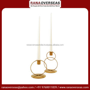 Bougeoir en fer de la meilleure qualité avec anneau bougeoir en métal fini doré parfait pour la décoration de table de fête et de mariage - Product Image 5