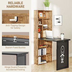"Adjustable <b>Rustic</b> Brown MDF Computer <b>Desk</b> with Blackboard and Side Shelf" - Product Image 6