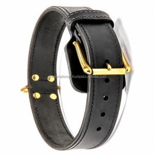 Collar de cuero para perros, accesorio negro de alta resistencia hecho a mano para mascotas de todos los tamaños, personalizado con hardware dorado, venta directa de fábrica, venta al por mayor - Product Image 1