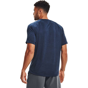 Men's V-Neck Raglan Sleeve Quick Dry Solid Color Casual T-Shirt Regular Fit 100% Polyester Knitted Fabric - Product Image 3