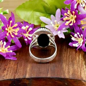 Vintage Handmade <b>Black</b> <b>Onyx</b> Gemstone Statement <b>Ring</b> 925 Sterling Silver Triple Band <b>Ring</b> Boho Style Fine <b>Ring</b> Jewelry Gift - Product Image 6
