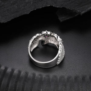 Anillos de Diamantes de Oro Sólido de 18K para Hombre con Piedras Laterales de Rubí, Estilo Hiphop de Lujo para Uso Diario - Product Image 2
