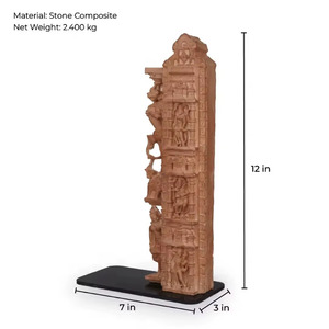 Antiguos duendes de Shakha |   Fragmento Arquitectónico Clásico de Marco de Puerta de Templo Indio, Réplica de Museo Acabada a Mano - Product Image 4