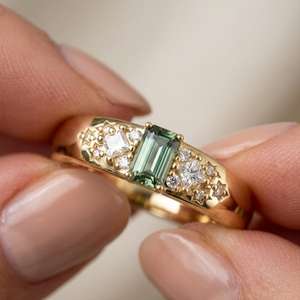 Luxury 0.50CT <b>Green</b> Emerald Cut Diamond Gorgeous <b>Ring</b> For Women's 14K Solid Gold Wedding Surprise Gift For Lovers - Product Image 1