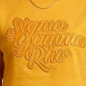 Pull court à col ras du cou Sigma Gamma Rho Gold on Gold en maille premium, sweat-shirt court tendance pour femme, style streetwear - Product Image 3