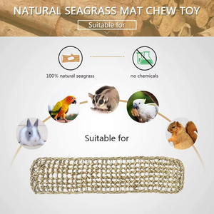 Hamaca de hierba marina natural para pájaros, juguete colgante para jaula de loros, red de escalada, escalera, juguetes para masticar con ganchos, accesorios para mascotas - Product Image 5