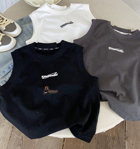 Débardeur décontracté uni 100 % coton sans manches, écologique et à séchage rapide pour garçons et petites filles - Product Image 1