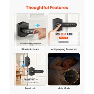 Set Serratura Biometrica con Impronta Digitale per Porte in Legno, Maniglia con Ingresso Senza Chiave, Codice Monouso e Funzione Anti-Pee - Product Image 5