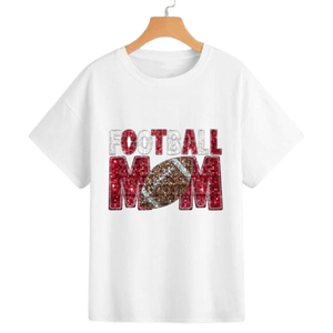 Camiseta de Algodón de Primera Calidad con Bordado de Lentejuelas con Texto MAMA, Informal y Personalizada para el Día del Partido de Fútbol, Tendencia 2026, para Mujer - Product Image 3