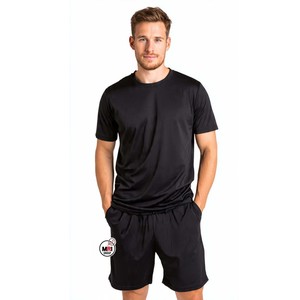 Men Navy Blue T-Shirt And Short <b>Set</b> Crew Neck Solid Color Breathable Wholesale Outdoor Summer Wear Matching <b>Set</b> Plain Sportswear - Product Image 3