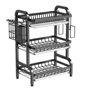 Premium 2 Tier Stainless Steel Dish <b>Drying</b> <b>Rack</b> Large Capacity Kitchen Storage Organizer with Drainage Tray Bowl Plate Holder - Product Image 5