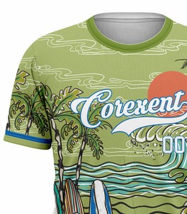 เสื้อเชิ้ตคอเร็กซ์แขนสั้นพิมพ์ลายเขตร้อนสีเขียวสำหรับผู้ชายพร้อมลายกระดานโต้คลื่นคอกลมเสื้อเชิ้ตปกติ - Product Image 4