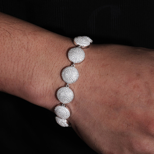 Bracelet pour homme en argent 925 avec moissanite et diamant, disque rond, chaîne tennis glacée, maillons de luxe, diamant certifié, cadeau - Product Image 1