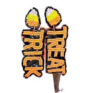 Halloween Treat Trick Bohemian Handmade Knit Earrings Christmas Cartoon <b>Cute</b> Seed Bead <b>Bear</b> Earrings for Women Beaded Earrings - Product Image 1