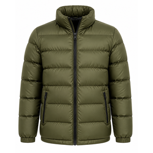 Men's Gray Hooded Puffer Jackets Solid Color Thick Polyester Winter Casual <b>Zipper</b> Closure Windproof <b>Coat</b> Regular Fit Lightweight - Product Image 3