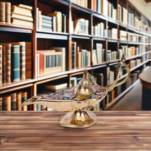 Antiguo y moderno Premium hecho a mano latón Aladeen Chirag esmalte trabajo lámpara de aceite de latón tradicional para el hogar templo decoración de la boda - Product Image 2