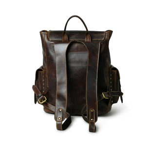 Sac à dos de voyage d'affaires en cuir véritable de haute qualité, couleur personnalisée, grande capacité - Product Image 3