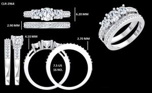 Bague de fiançailles classique de luxe en moissanite taillée de 1,55 ct, ensemble de bagues de mariage en or blanc massif 14 carats pour femme, cadeau d'anniversaire - Product Image 6