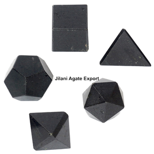 Juego de 5 Piezas de Geometría Hechas a Mano con Turmalina Negra Ágata, Geometría Sagrada y Cristales de Sólidos Platónicos - Venta al por Mayor - Product Image 2