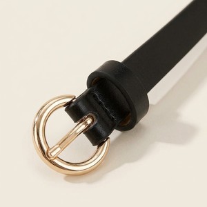 Cinturón de Diseño para Mujer en Cuero PU Negro con Hebilla de Aleación, Estilo Casual y Delgado, Accesorios al por Mayor - Product Image 4