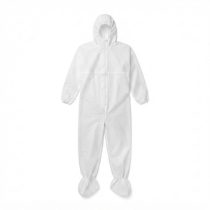 Combinaison de travail unisexe en polyester blanc avec capuche, anti-poussière, protection intégrale du corps - Product Image 4