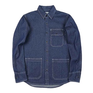 เสื้อเชิ้ตเดนิมย้อมสีด้วยเส้นด้ายออร์แกนิกสำหรับผู้ชาย แขนยาว หลายกระเป๋า ลายทาง ระบายอากาศได้ดี ผ้าไม่ยับ - Product Image 6