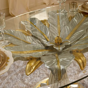 Juego de Comedor Redondo de Madera de Caoba de Estilo Europeo Antiguo de Lujo con Cubierta de Vidrio, Muebles de Comedor de Lujo para Interiores de Villas y Hoteles - Product Image 5