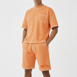 Camiseta de Manga Corta de 2 Piezas para Hombre, Informal, Moderna, Estampada, de Verano, de Poliéster y Algodón, Transpirable, para el Fin de Semana - Product Image 1
