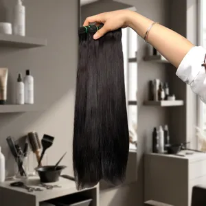 Wholesale 10 24inch Natural <b>Black</b> Silky Straight Wave Indian Machine Double Weft Virgin Remy Human <b>Hair</b> Bundles <b>Extensions</b> All - Product Image 3