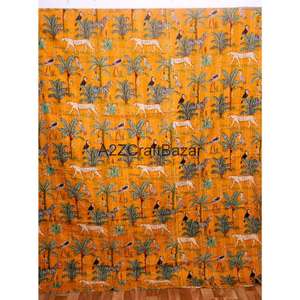 Colcha Kantha de Algodón Orgánico Hecha a Mano en India, Cubrecama con Estampado Floral Multicolor, Vintage, Reversible y Ecológica - Product Image 6