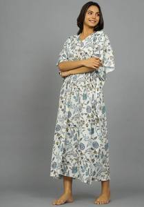 Robe kaftan en coton indien faite à la main, légère, pour la plage en été - Product Image 6