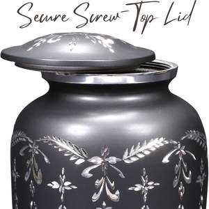 Urna Funeraria Negra con Corte de Diamante para Adultos, Urnas Funerarias Clásicas de Aluminio de Alta Calidad para Adultos - Product Image 3