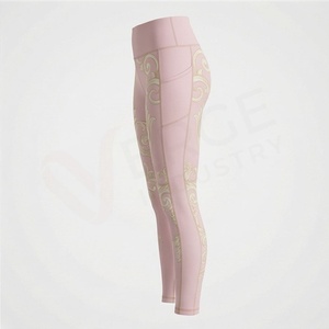 Leggings de Yoga de Cintura Alta y Longitud Completa con Estampado Paisley, Spandex, Nailon, Elasticidad en Cuatro Direcciones, Diseño de Costuras en Contraste - Product Image 3