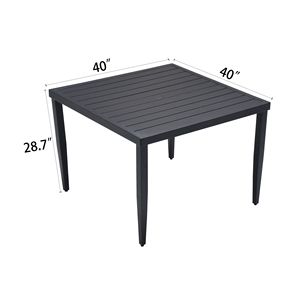 Ember Black 40"x40" <b>Aluminum</b> Patio Dining <b>Table</b> with Tapered Feet and Umbrella Hole for Outdoor Outdoor Use - Product Image 5