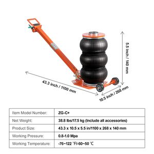 Martinetto Pneumatico Compatto da 3 Tonnellate con Colonna Rialzata 1.6S, Sollevamento Pneumatico Facile, Maniglia Regolabile, Capacità 5 Tonnellate - Product Image 3