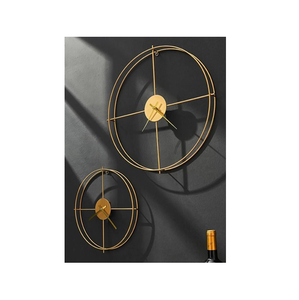 Luxury Open-Frame Iron Hanging Wall <b>Clock</b> Metal Body Minimalist Sleek Gold Hands Silent Modern Geometric Design <b>Battery</b> Powered - Product Image 1