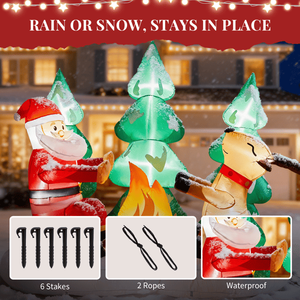 Decorazione Natalizia Gonfiabile Illuminata da 2,7 Metri, Divertente Decorazione da Giardino per le Festività con Babbo Natale e Renne Intorno alla Falò - Product Image 6