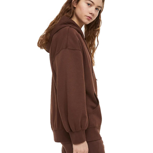 Sweat à capuche zippé décontracté pour femme de qualité supérieure avec logo personnalisé sur le devant, 100 % coton, coupe oversize, fermeture éclair, hiver, avec poches - Product Image 3