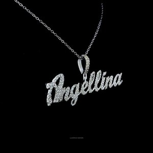 Colgante de Moissanita Personalizado con Nombre en Cursiva, de Lujo, Estilo Hip Hop, Regalo para Fiesta, de Plata de Ley 925, Joyería Fina, Colgantes y Dijes - Product Image 2