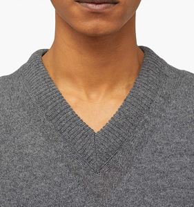 Pull-over homme JT uni à manches longues en spandex/coton, imprimé, col en V, tricoté, été, pour affaires. - Product Image 4