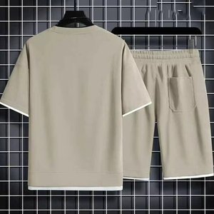 ชุดเซ็ตเสื้อยืดแขนสั้นและกางเกงขาสั้นลายไทไดสำหรับผู้ชาย 2 ชิ้น ชุดลำลองฤดูร้อนสำหรับผู้ชาย พร้อมรับสกรีนโลโก้ - Product Image 6