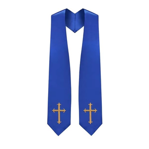 Étole de chœur en satin brodé moderne, artisanat de broderie et de point de croix, personnalisable en couleur et en taille pour robe de chœur - Product Image 1