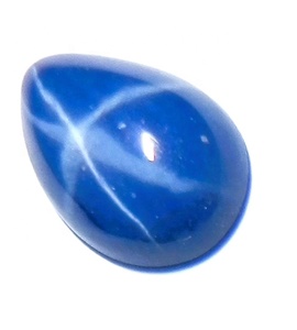 Zafiro Azul Estrella Pera 7x10 mm 3 Quilates, Cabujón Pulido Creado en Laboratorio con Efecto Estrella de 6 Rayos, 4 mm de Altura para Fabricación de Joyas - Product Image 1
