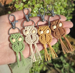 Porte-clés Macramé Hibou Fait Main Style Bohème, Breloque Décorative pour Sacs, Sacs à Main, Voitures, Accessoire Esthétique, Idée Cadeau - Product Image 6