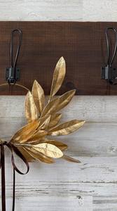 Couronne de luxe en métal doré avec branche d'olivier et ruban, élégante décoration murale en laurier en laiton pour la décoration de Noël européenne à la maison - Product Image 2
