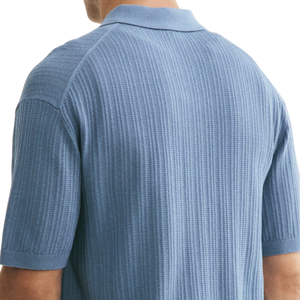 Polo de Punto Texturizado Ajustado Personalizado para Hombre, Transpirable, con Textura Acanalada, Manga Corta, Fabricación OEM, Venta al Por Mayor - Product Image 4